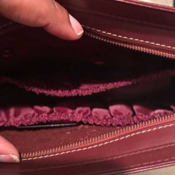 Cartier Envelope Style Clutch Bag Maroon Leather Gold Metal Corners CC Logo - Picture 7 of 13